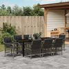 vidaXL Garten Essgruppe mit Kissen 9 pcs Grau Poly-Rattan