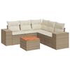 vidaXL 6-tlg. Garten-Sofagarnitur mit Kissen Beige Poly Rattan
