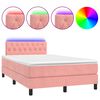 vidaXL Boxspringbett mit Matratze & LED Rosa 120x190 cm Samt
