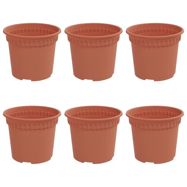 vidaXL Runder Blumentopf 6 pcs Ziegelrot &Oslash; 12,5 x 10 cm Kunststoff