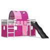 vidaXL Etagenbett mit Rutsche und Gardinen Rosa 90x200 cm