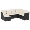 vidaXL 7-tlg. Garten-Sofagarnitur mit Kissen Schwarz Poly Rattan