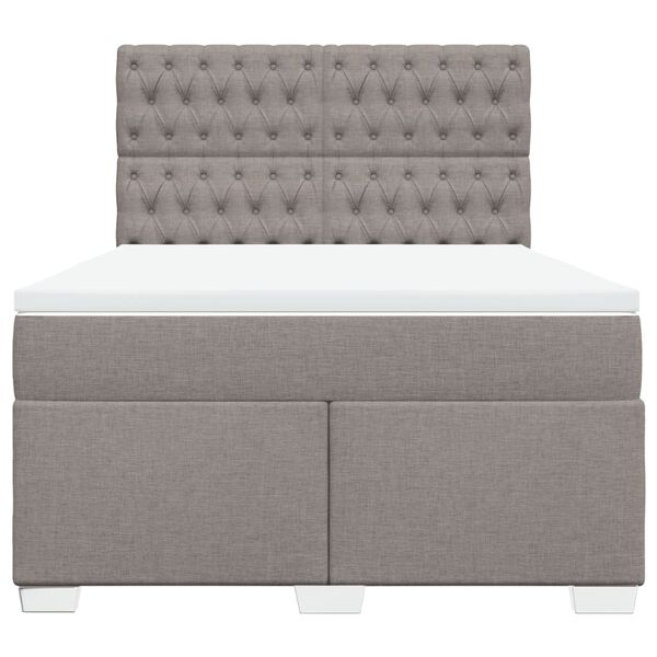 vidaXL Boxspringbett mit Matratze Taupe 140x200 cm Stoff