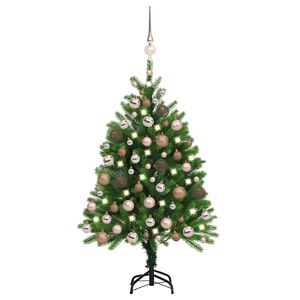 vidaXL K&uuml;nstlicher Weihnachtsbaum mit Beleuchtung & Kugeln 120 cm Gr&uuml;n