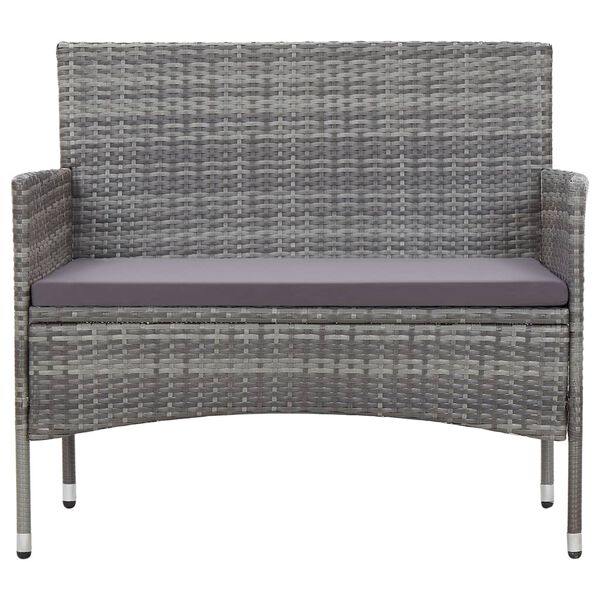 vidaXL 4-tlg. Garten-Lounge-Set mit Auflagen Poly Rattan Grau