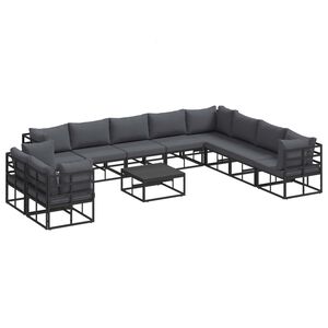 vidaXL Gartensofa-set 11 stk. Schwarz Aluminium