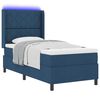 vidaXL LED Boxspringbett mit Matratze Blau 100 x 200 cm Stoff
