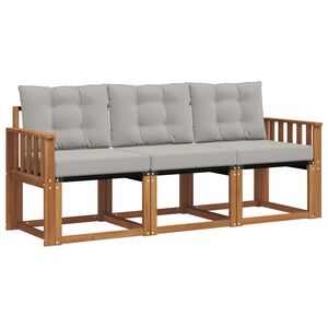 vidaXL Outdoor-Sofagarnitur mit Kissen 3 pcs Nat&uuml;rlich und Hellgrau