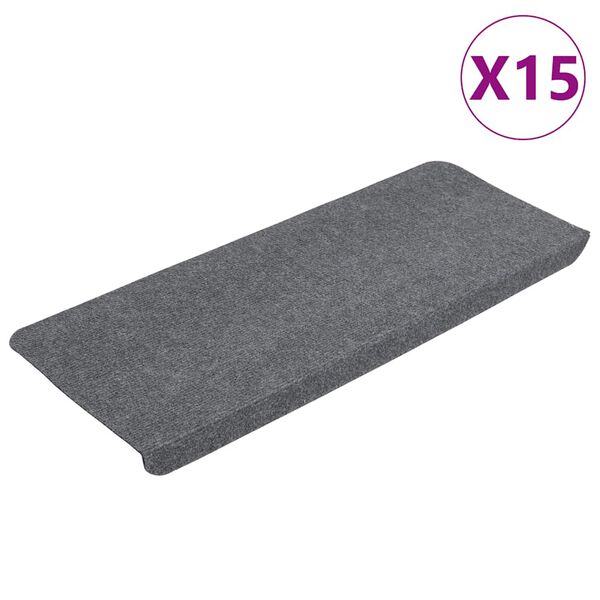 vidaXL Stufenmatten Selbstklebend 15 Stk. 65x24,5x3,5 cm Grau