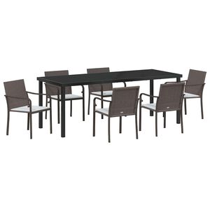 vidaXL Garten Essgruppe 7 pcs Braun und Schwarz PE-Rattan
