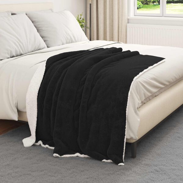 vidaXL &Uuml;berwurfdecke Schwarz 130 x 150 cm Fleece
