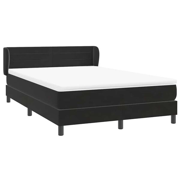 vidaXL Boxspringbett mit Matratze Schwarz 160x220 cm Samt