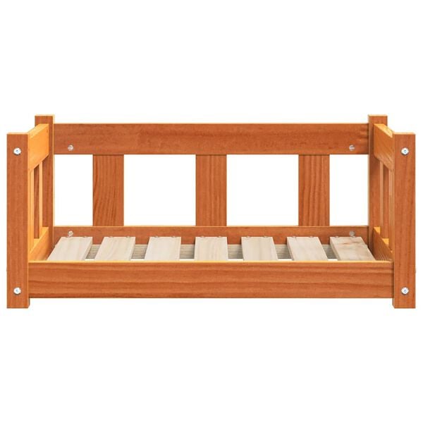 vidaXL Hundebett Wachsbraun 65,5 x 50,5 x 28 cm Massives Kiefernholz