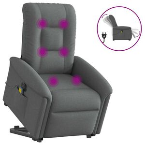 vidaXL Elektrischer Massagesessel mit Aufstehhilfe Dunkelgrau Stoff