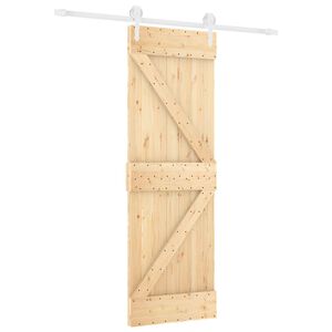 vidaXL Schiebet&uuml;r Nat&uuml;rlich und Wei&szlig; 70 x 210 cm Massivkiefer