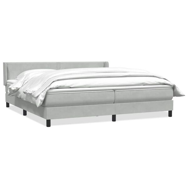 vidaXL Boxspringbett mit Matratze Hellgrau 180x210 cm Samt