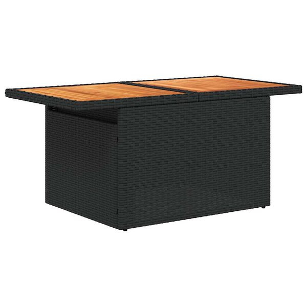 vidaXL 5tlg. Garten-Sofagarnitur mit Kissen Schwarz Poly Rattan Akazie