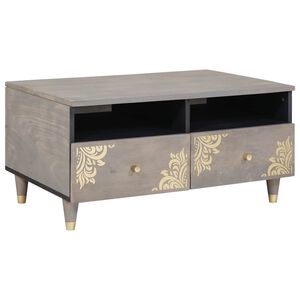vidaXL Couchtisch mit Schubladen Grau 80 x 54 x 40 cm Massivholz Mango