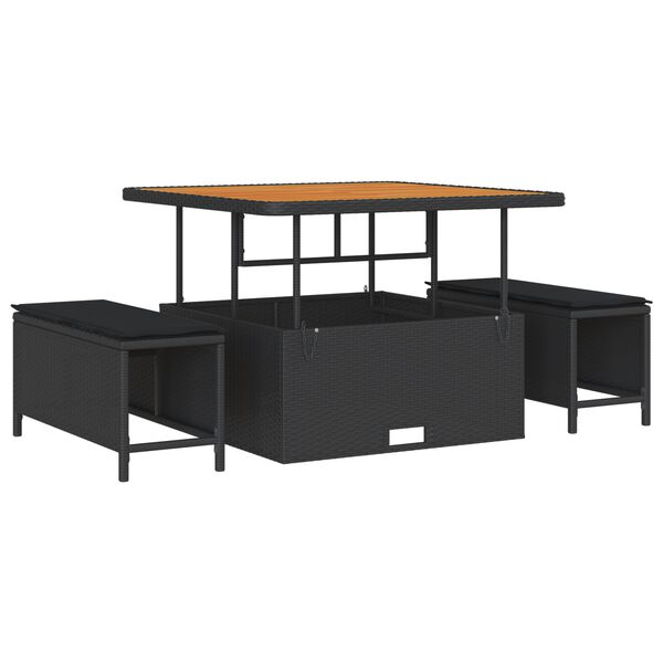 vidaXL Garten-Sofa-Set mit Kissen 8 pcs Schwarz