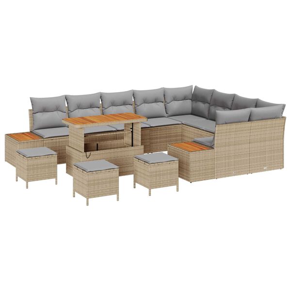 vidaXL Gartensofa-set 13 pcs Beige Poly-Rattan