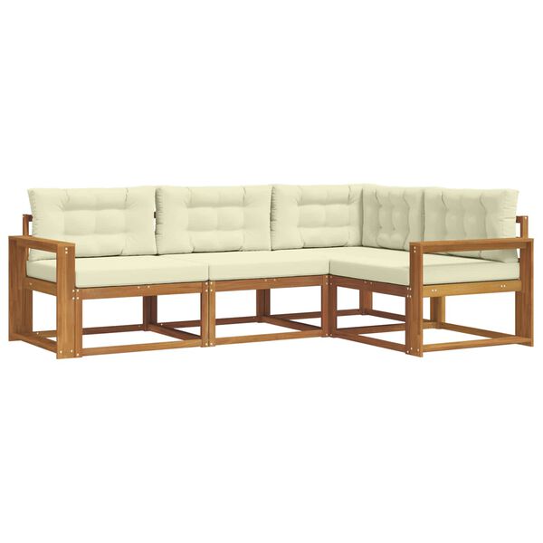 vidaXL Outdoor-Sofagarnitur mit Kissen 4 pcs Natur und Creme
