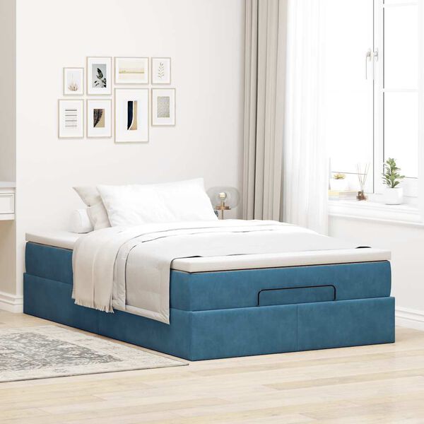 vidaXL Ottoman-Bett mit Matratze Dunkelblau 120x190 cm Samt