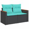 vidaXL 5-teiliges Gartensofa-Set mit Kissen, schwarzes Polyrattan