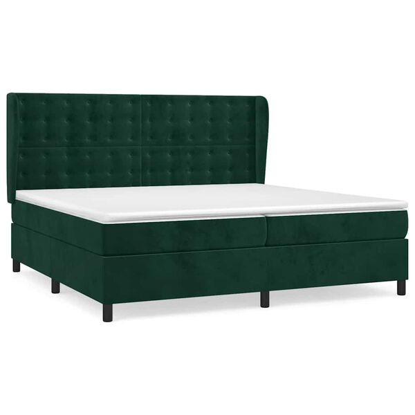 vidaXL Boxspringbett mit Matratze Dunkelgr&uuml;n 200x200 cm Samt