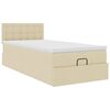 vidaXL Ottoman-Bett mit Matratze & LEDs Creme 90x190 cm Stoff