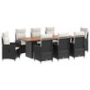 vidaXL Outdoortisch-Set 9 stk. Schwarz und Cremewei&szlig; Poly-Rattan