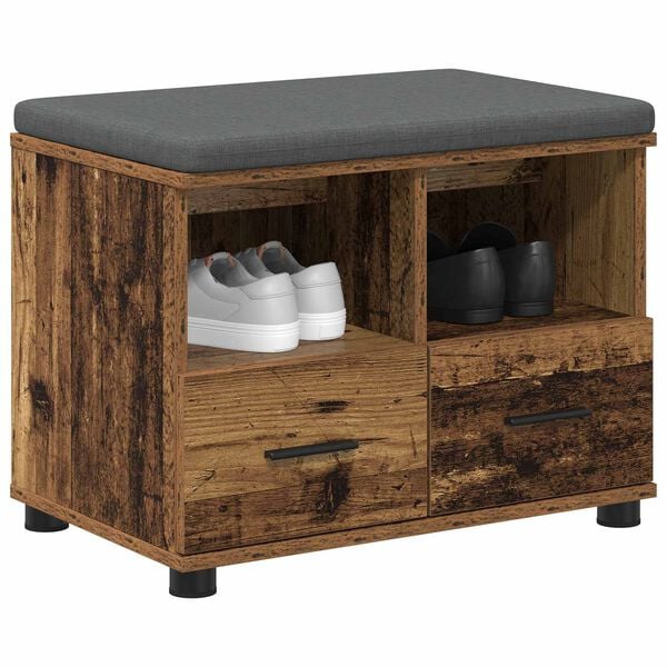 vidaXL Flurbank Altholz 60 x 38 x 46 cm Spanplatte und Polsterstoff
