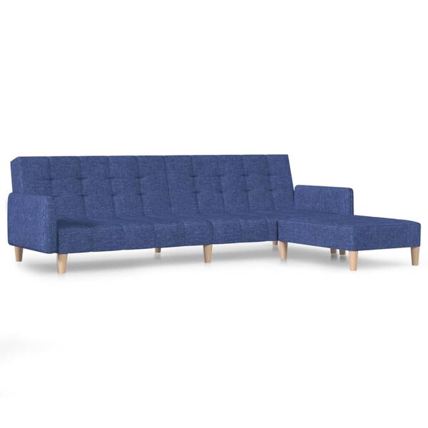 vidaXL Schlafsofa 2-Sitzer mit Fu&szlig;hocker Blau Stoff