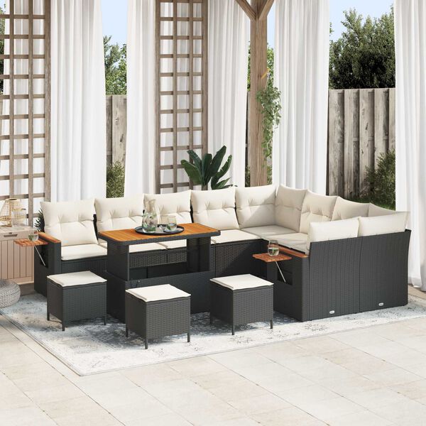 vidaXL Gartensofa-set mit Kissen 13 pcs Schwarz und Creme