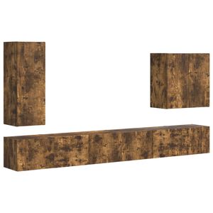 vidaXL TV-Wandregal-Set Wandmontiert 6 pcs Ger&auml;ucherte Eiche