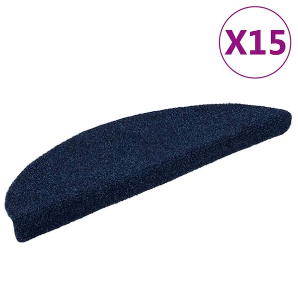 vidaXL Stufenmatten Selbstklebend 15 Stk. 56x17x3 cm Marineblau Halbrund