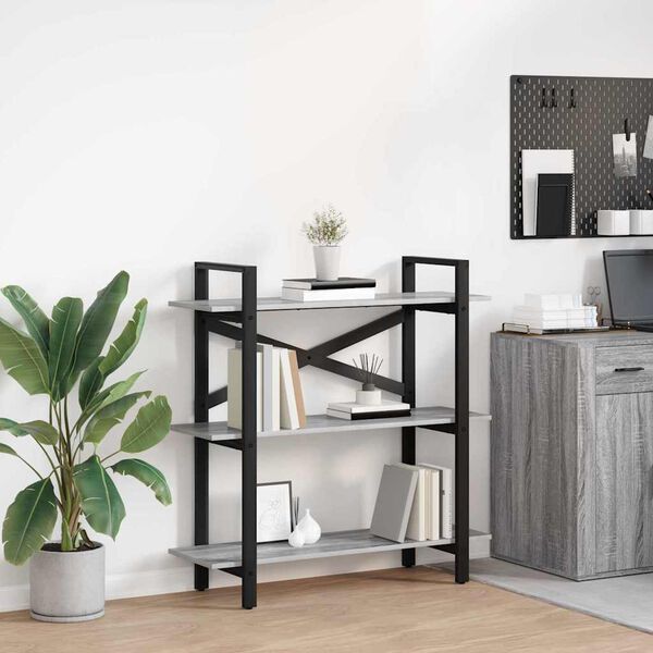 vidaXL B&uuml;cherregal Graues Sonoma 100 x 33,5 x 102 cm Holzwerkstoff