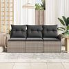 vidaXL Sofa Set mit Kissen 3 pcs Grau Poly-Rattan