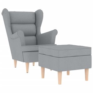 vidaXL Sessel mit Fu&szlig;hocker Hellgrau Stoff