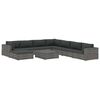 vidaXL 9-tlg. Garten-Lounge-Set mit Auflagen Poly Rattan Grau