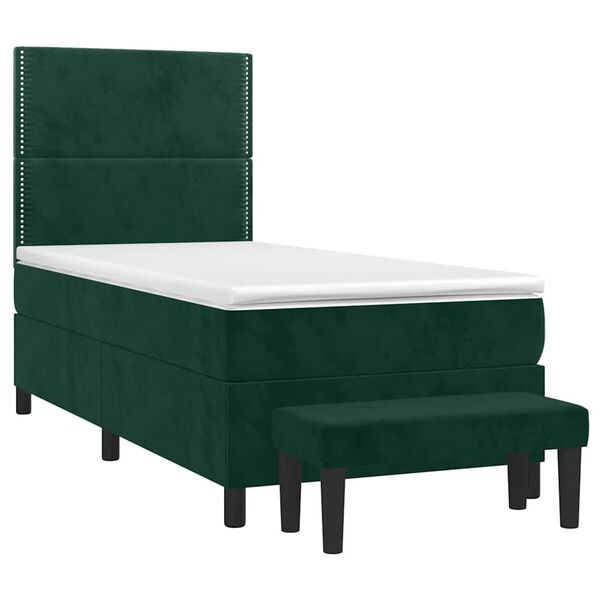 vidaXL Boxspringbett mit Matratze Dunkelgr&uuml;n 90x190 cm Samt