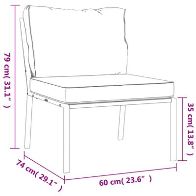vidaXL Gartenstühle mit Grauen Kissen 2 Stk. 60x74x79 cm Stahl