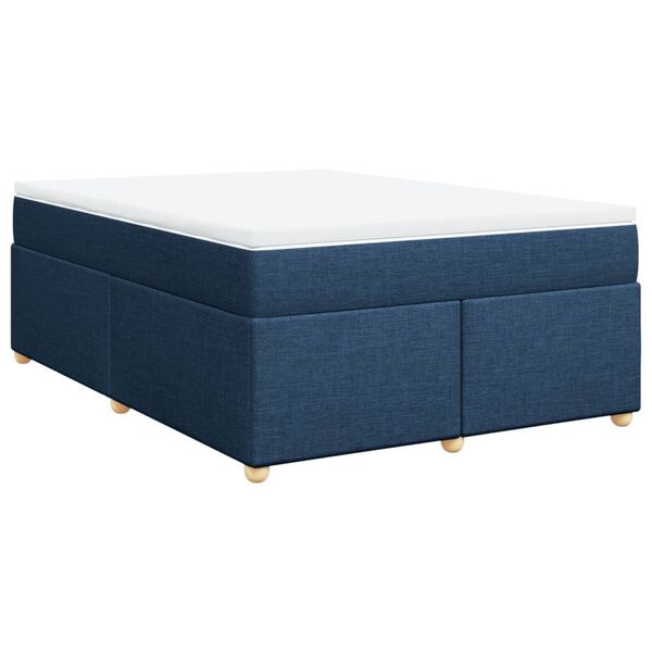 vidaXL Boxspringbett mit Matratze Blau 140x200 cm Stoff