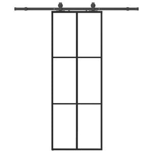 vidaXL Schiebet&uuml;r mit Beschlag Schwarz 76x205 cm ESG-Glas