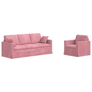 vidaXL Sofa 2 pcs Rosa 198 x 78 x 80 cm Samt