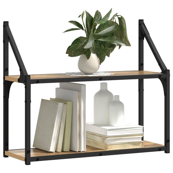 vidaXL Wandregal mit Regal Artisan-Eiche 60 x 21 x 51 cm Holzwerkstoff