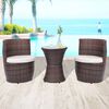 vidaXL 3-tlg. Bistro-Set mit Auflagen Poly Rattan Braun