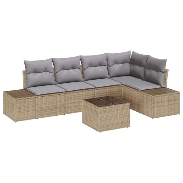 vidaXL Garten-Sofa-Set mit Kissen 6 pcs Beige und Hellgrau