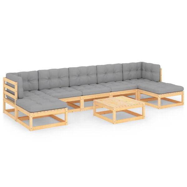 vidaXL 8-tlg. Garten-Lounge-Set mit Kissen Massivholz Kiefer