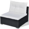 vidaXL 6-tlg. Garten-Lounge-Set mit Auflagen Poly Rattan Schwarz