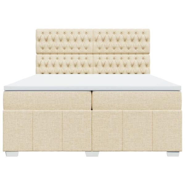 vidaXL Boxspringbett mit Matratze Creme 200x200 cm Stoff